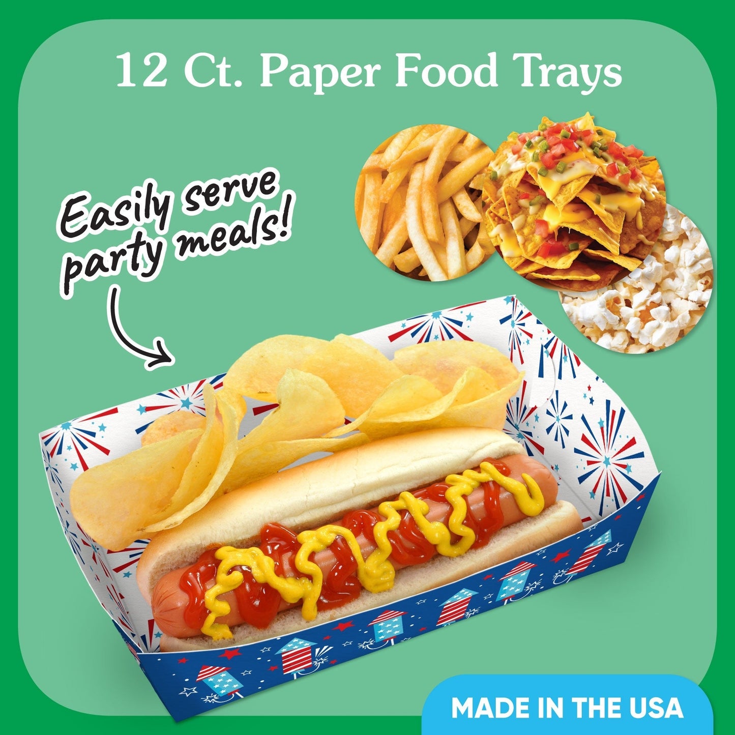 4th of July Paper Food Trays