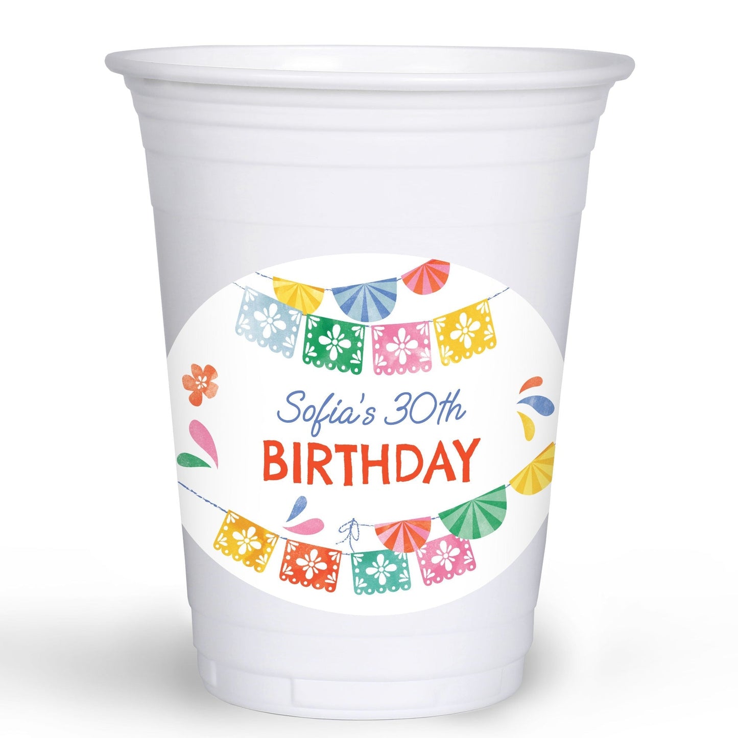 Custom Text Party Cups - Fiesta - 16 Ct