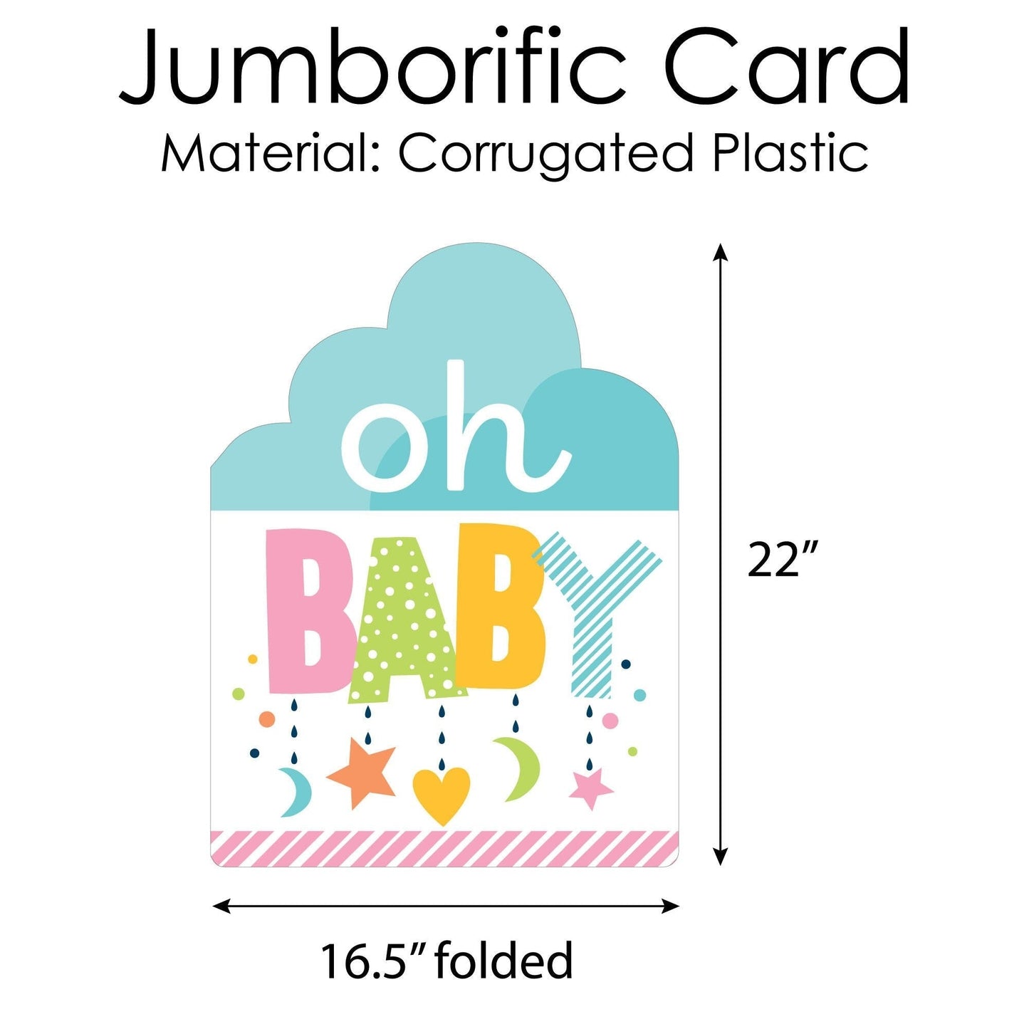Colorful Baby Shower - Baby Shower Giant Greeting Card - Big Shaped Jumborific Card - 16.5 x 22 inches