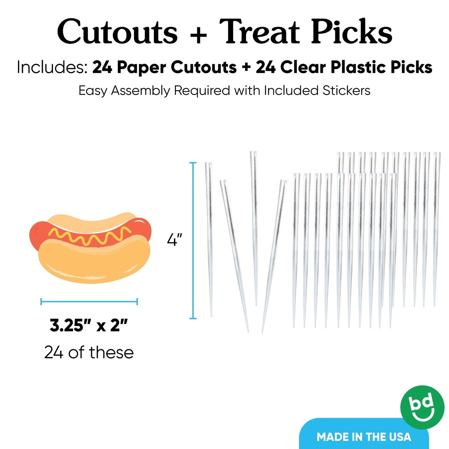 Hot Dog Treat Picks - 24 Ct