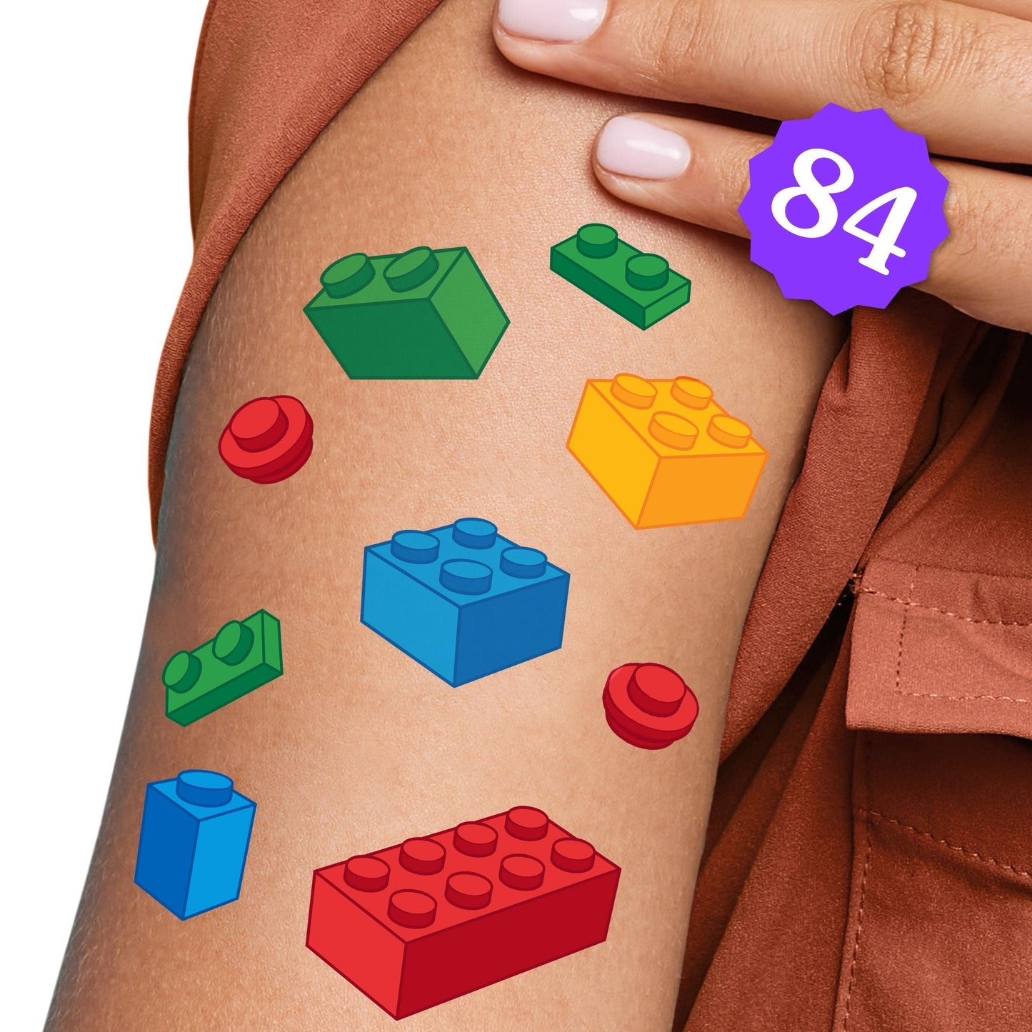 Building Blocks Temporary Tattoos - 84 Ct