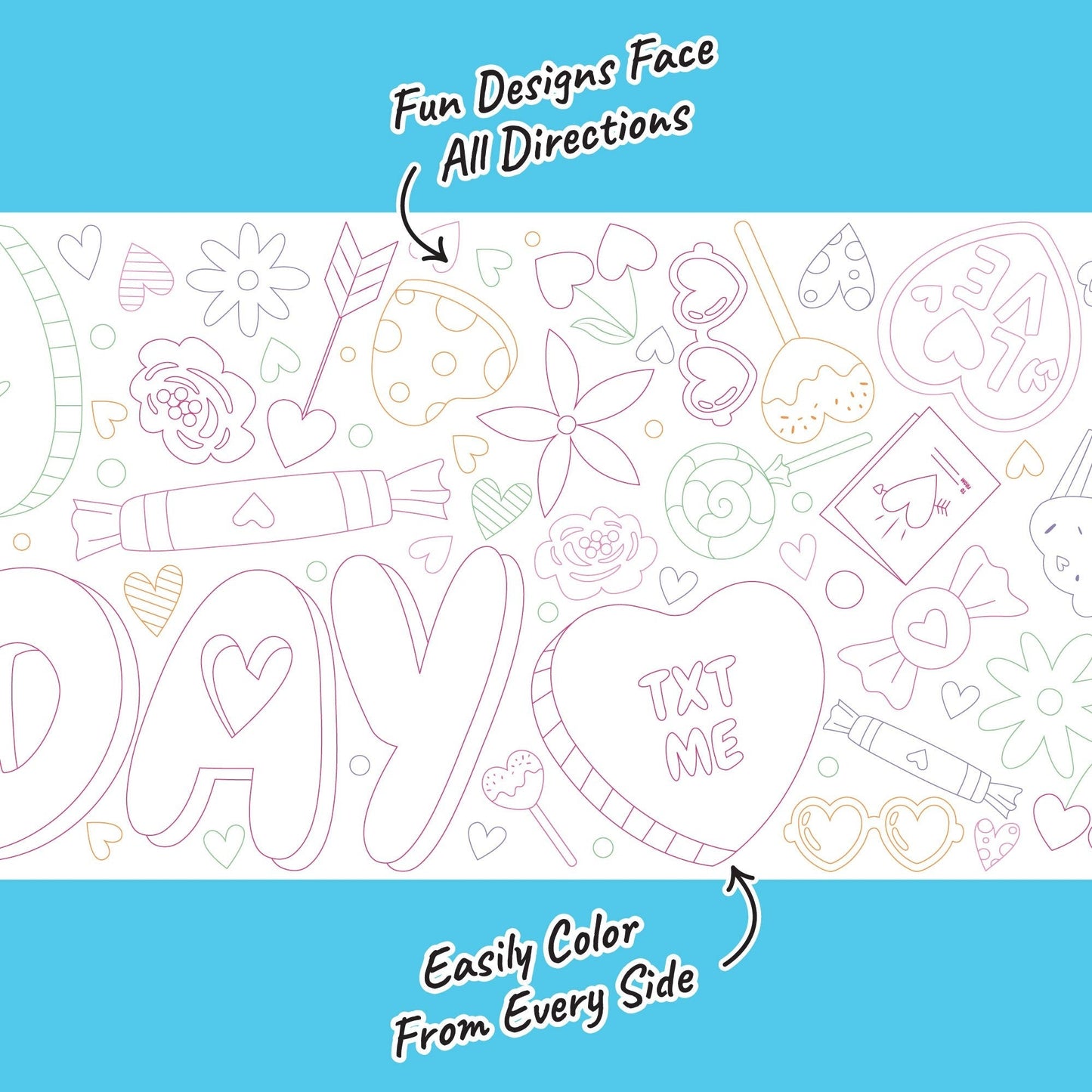 Happy Valentine’s Day - Coloring Table Runner - 7'