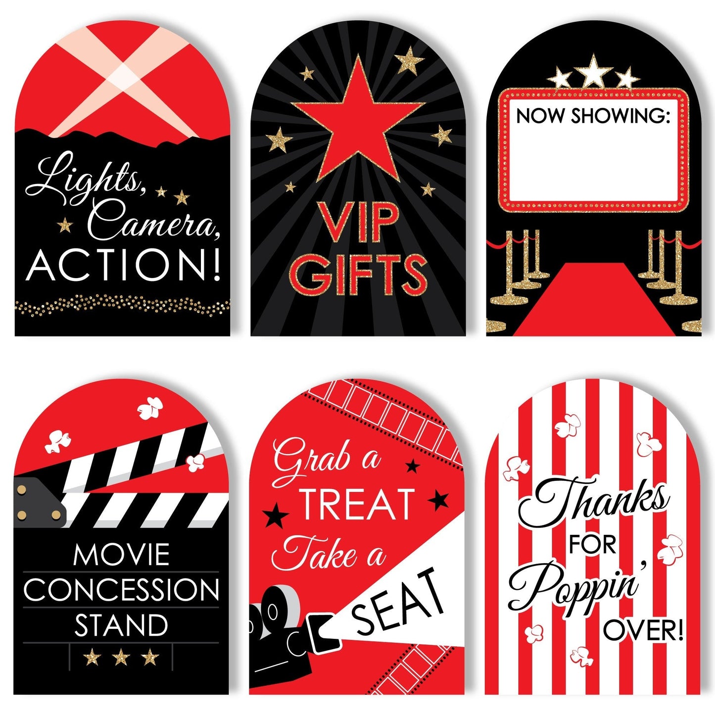 Red Carpet Party Signs Set - 6 Ct