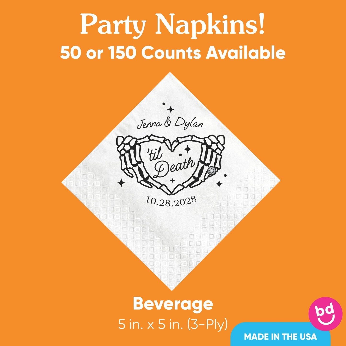 Custom Text Napkins - Til Death Wedding