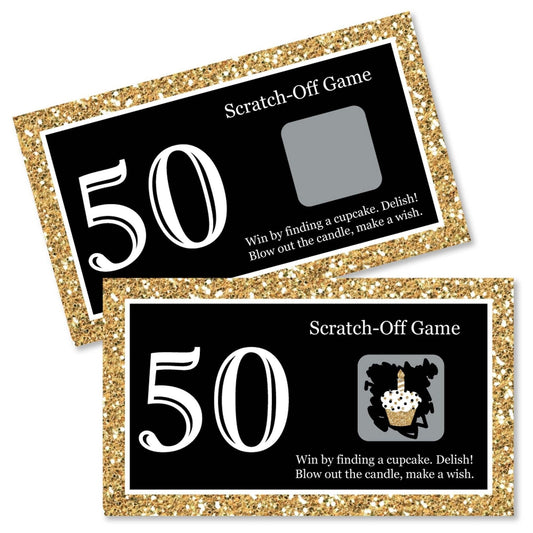 Adult 50th Birthday - Gold - Birthday Party Game Scratch Off Cards - 22 ct