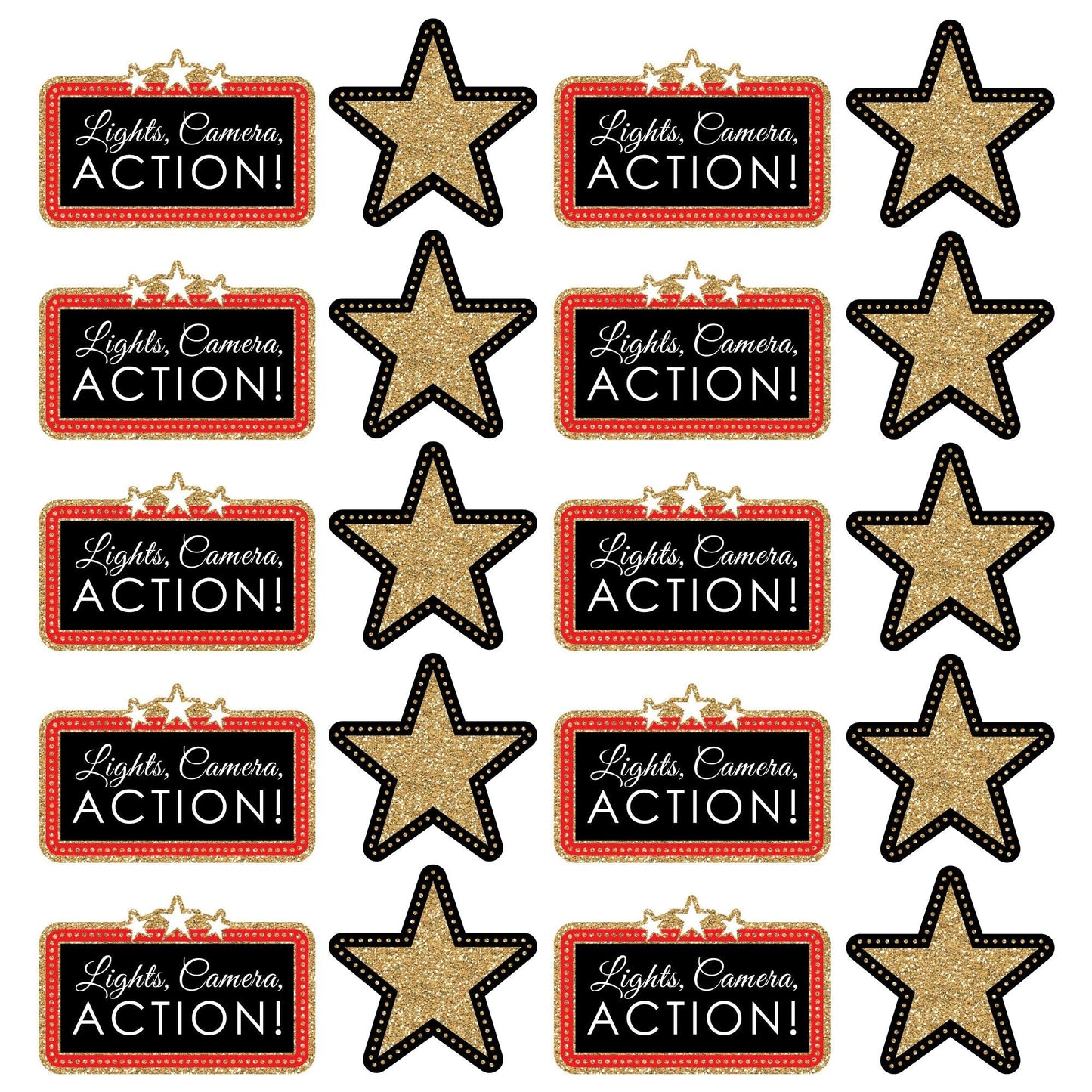 Red Carpet - Assorted Decorations DIY Movie Night Large Party Essentials - Set of 20