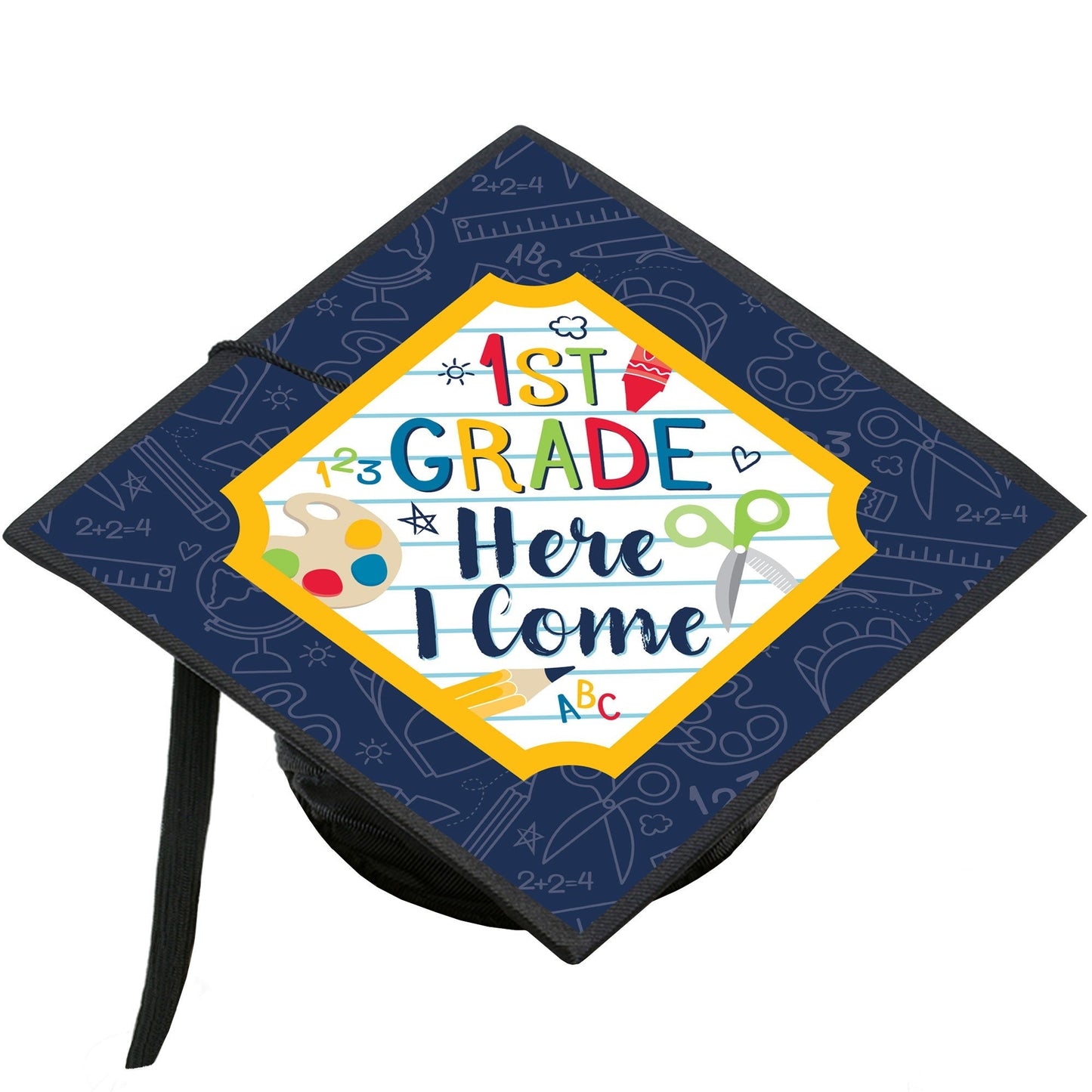 1st Grade Here I Come - Kids Kindergarten Graduation Cap Decorations Kit - Grad Cap Cover