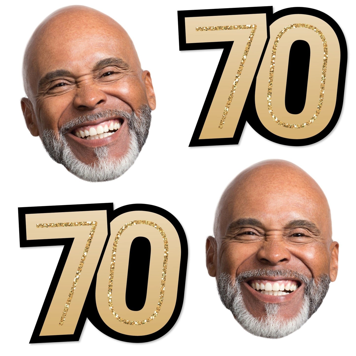 Custom Photo 70th Birthday Face Cutout Essentials - 20 Ct