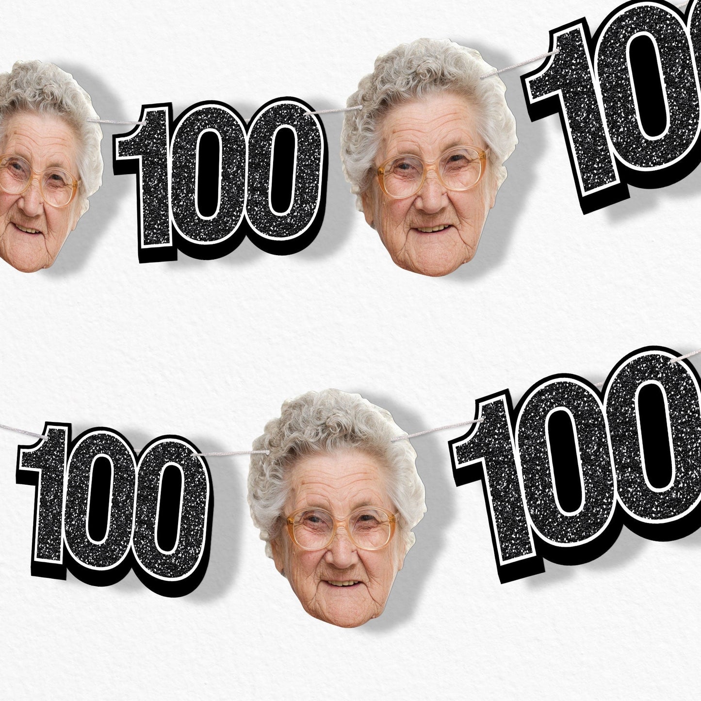 Custom Face 100th Birthday Garland Banner