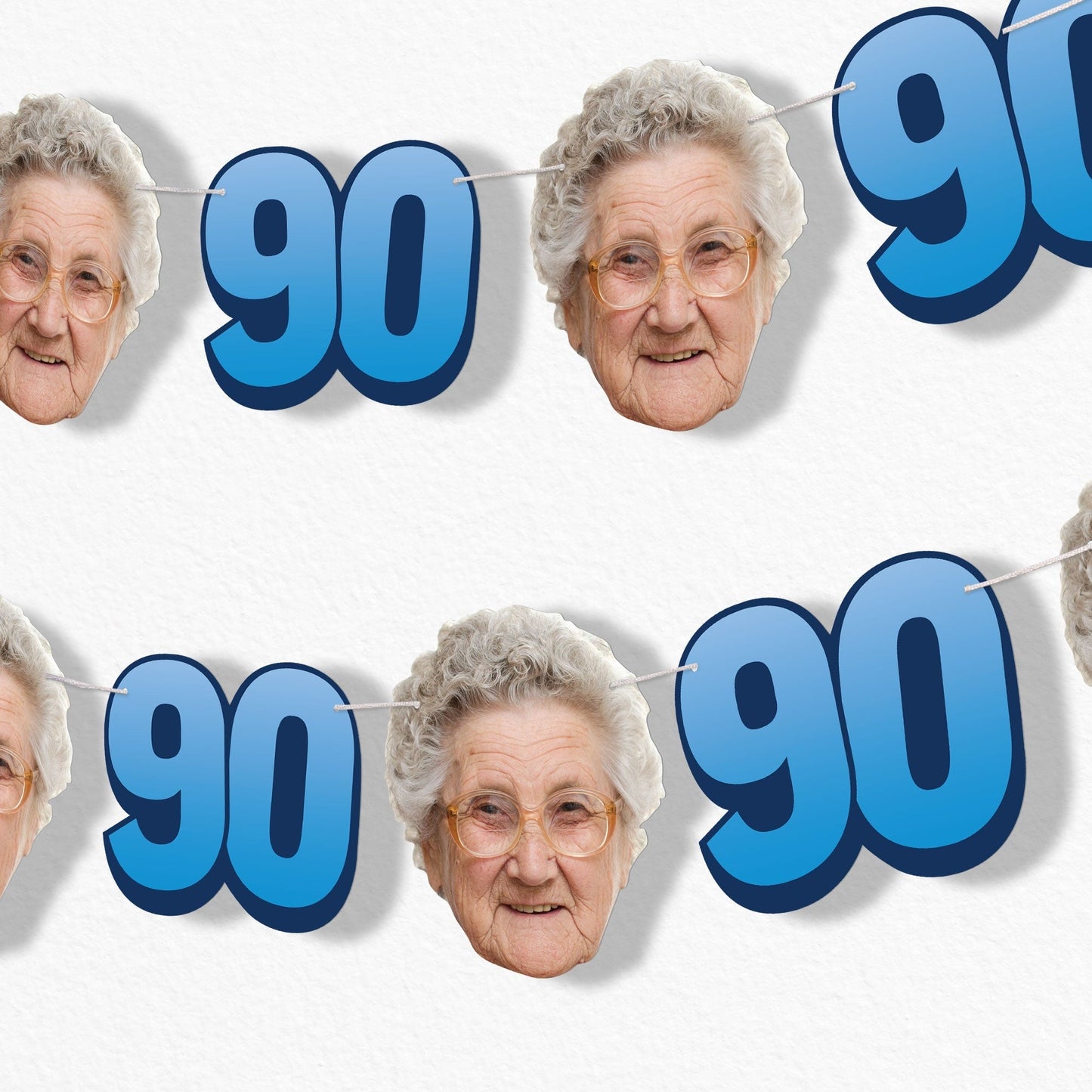 Custom Face 90th Birthday Garland Banner