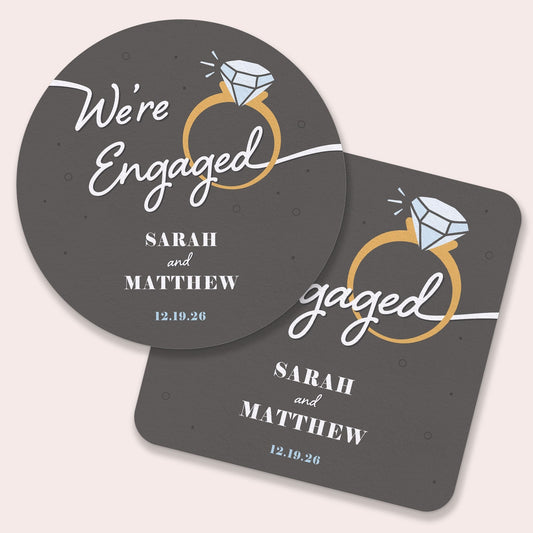 Custom Text Coasters - Just Engaged