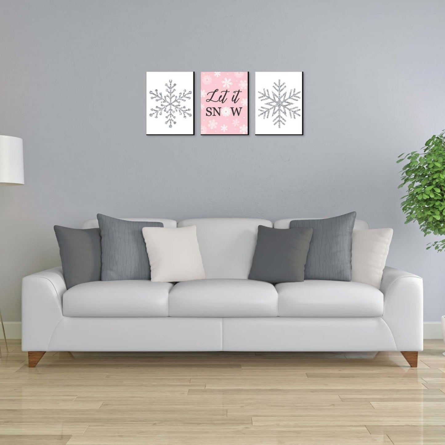 Pink Winter Wonderland - Christmas Wall Art and Holiday Decorations - 7.5 x 10 inches - Set of 3 Prints