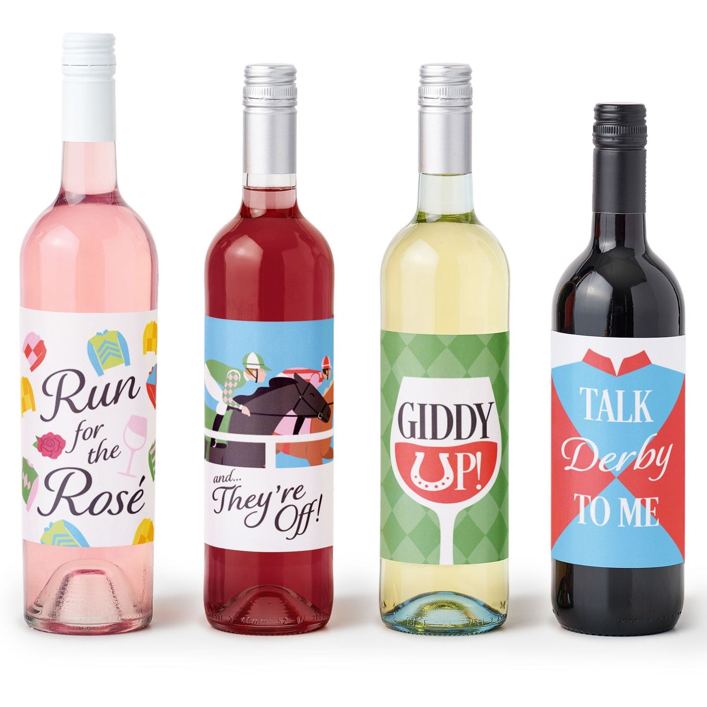 Derby Horse Race Wine Bottle Stickers - 4 Ct