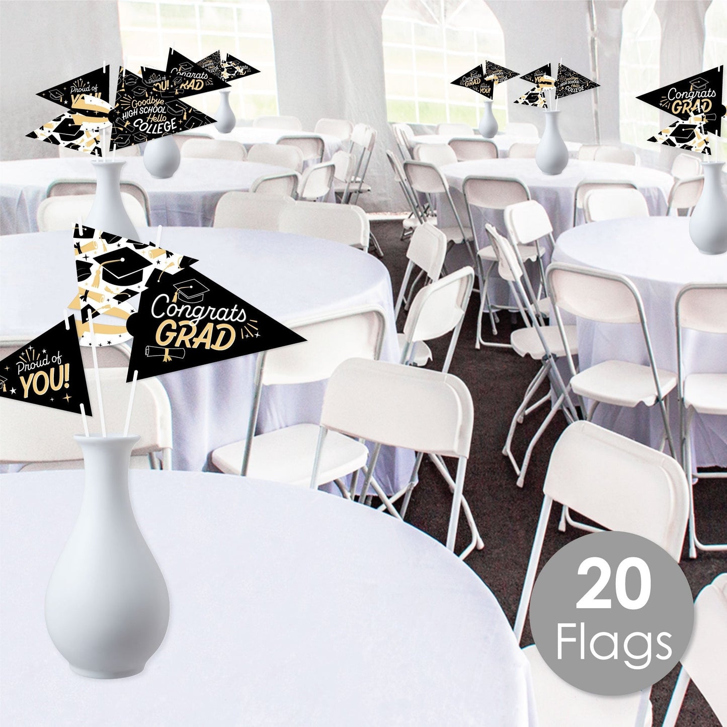 Goodbye High School, Hello College Pennant Flag Centerpieces - 20 Ct