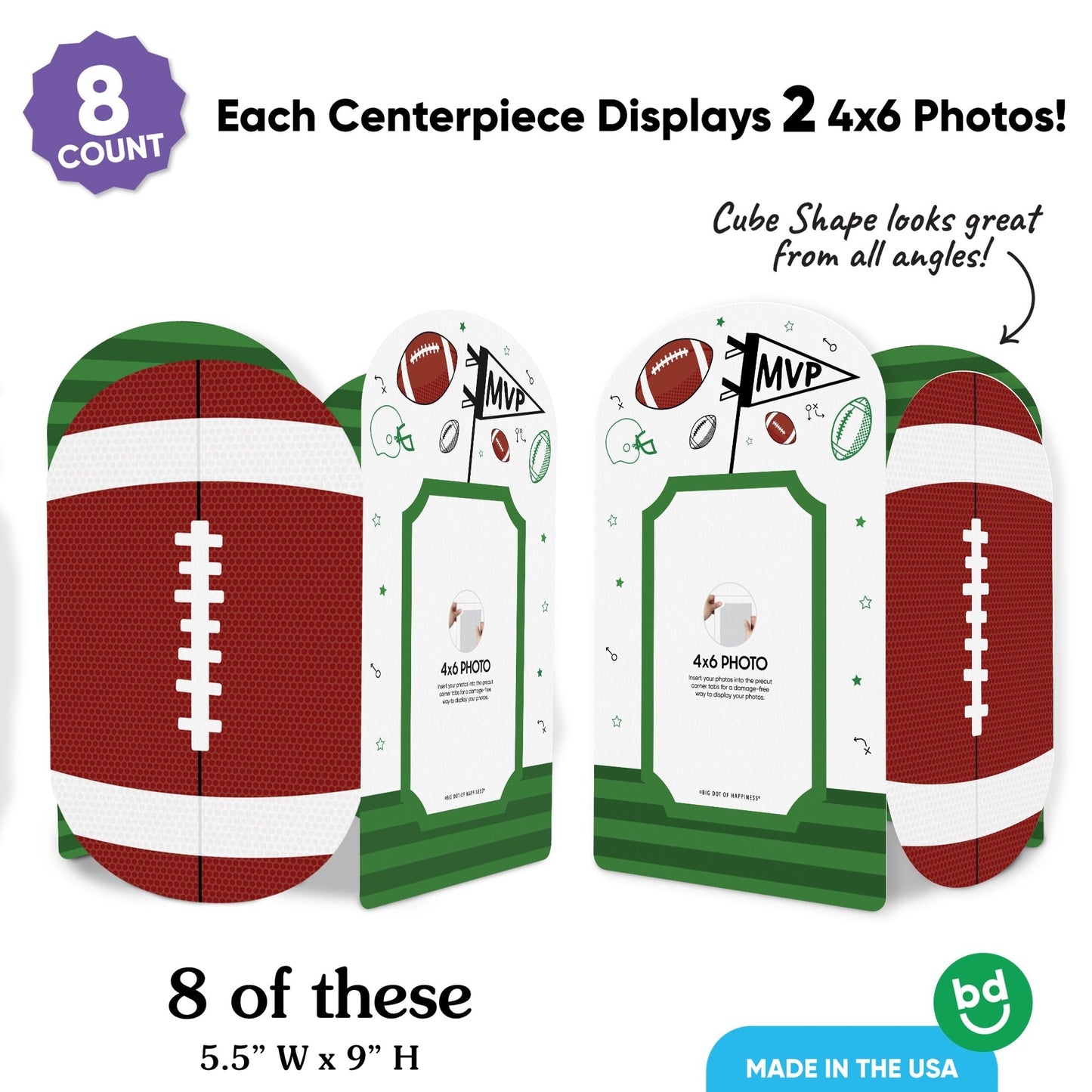 Football Photo Centerpieces - 8 Ct