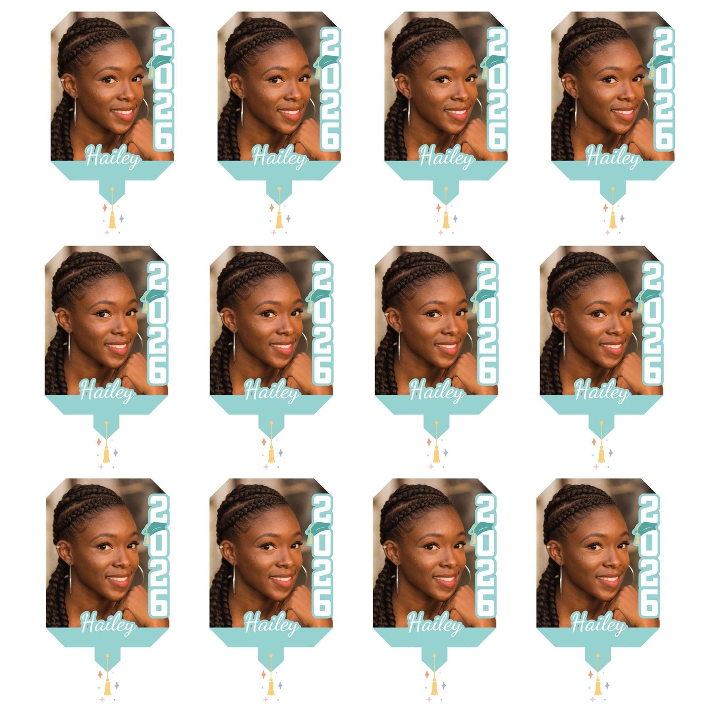 Custom Pastel Grad Photo Paddle 1, 3, 6, or 12 Ct