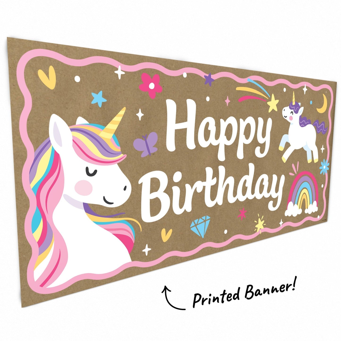 Unicorn Birthday Kraft Banner