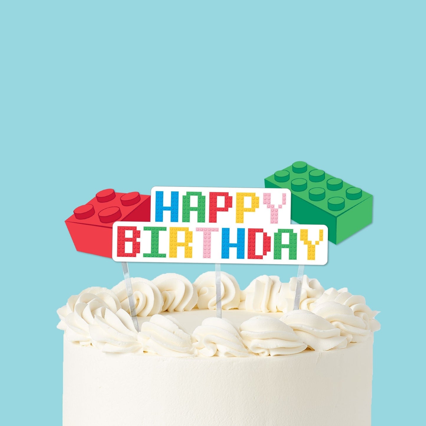 Building Blocks Cake Topper - 3 Pc
