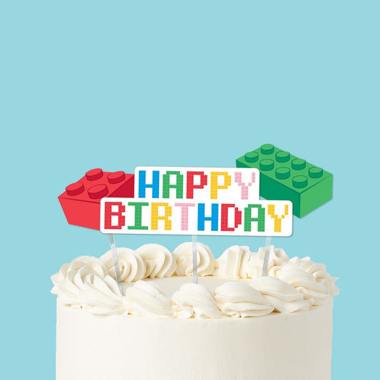 Building Blocks Cake Topper - 3 Pc
