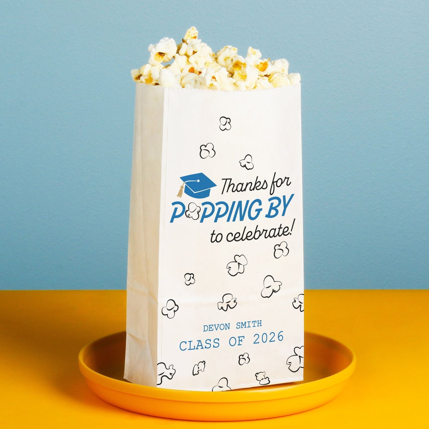 Custom Text Popcorn Bags - Blue Grad - 100 Ct