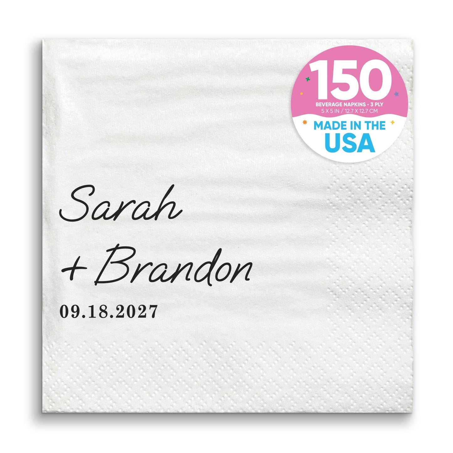 Custom Text - Simple Wedding Script Napkins