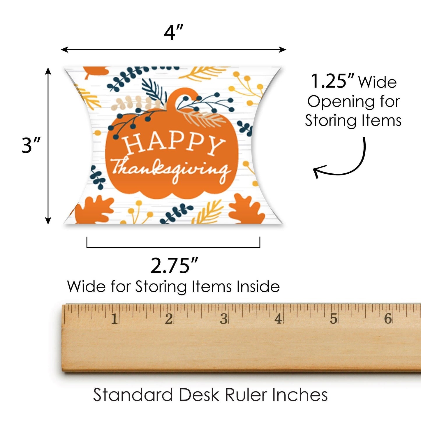 Happy Thanksgiving - Favor Gift Boxes - Fall Harvest Party Petite Pillow Boxes - Set of 20