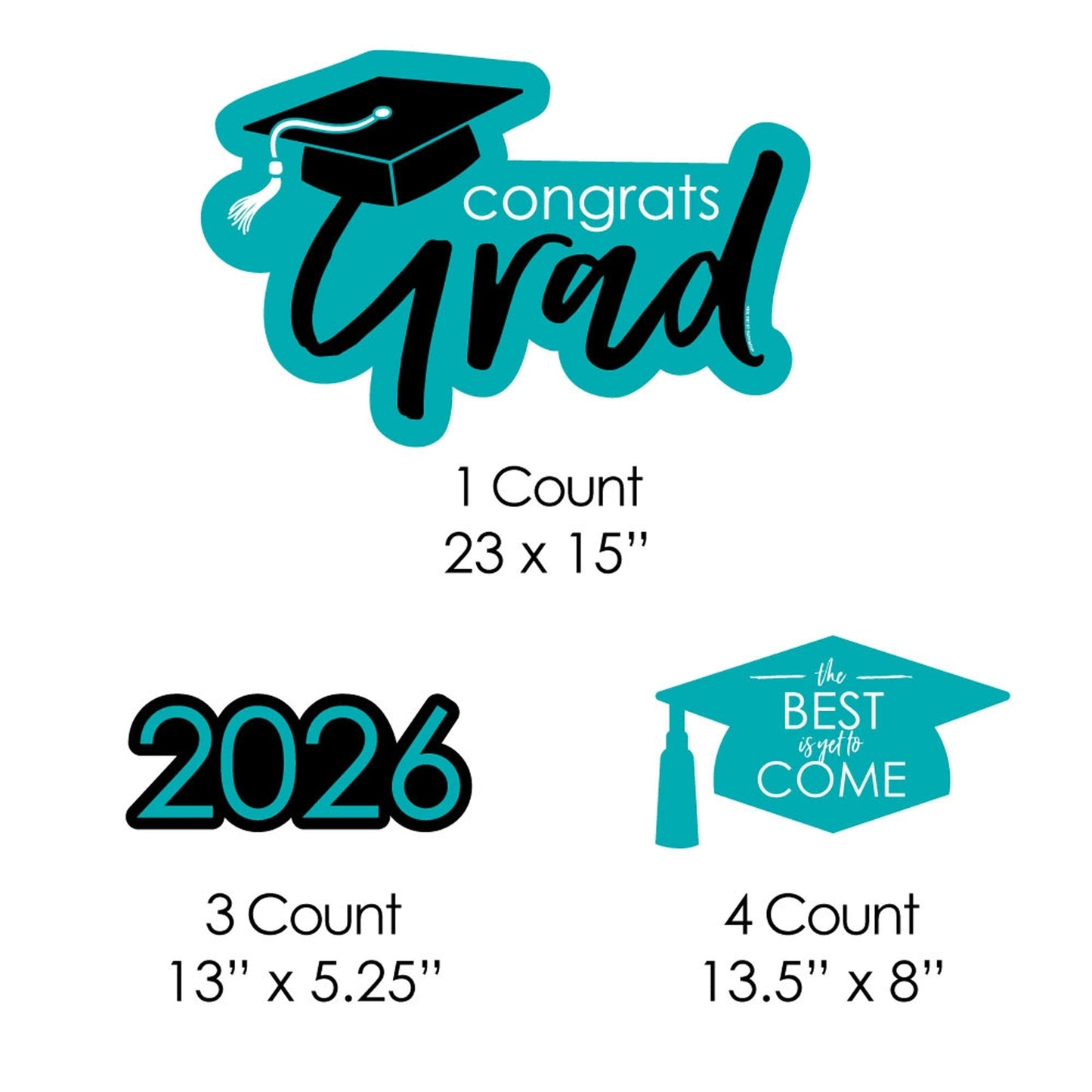 Teal Grad - Best is Yet to Come - Yard Sign & Outdoor Lawn Decorations - 2026 Turquoise Graduation Party Yard Signs - Set of 8