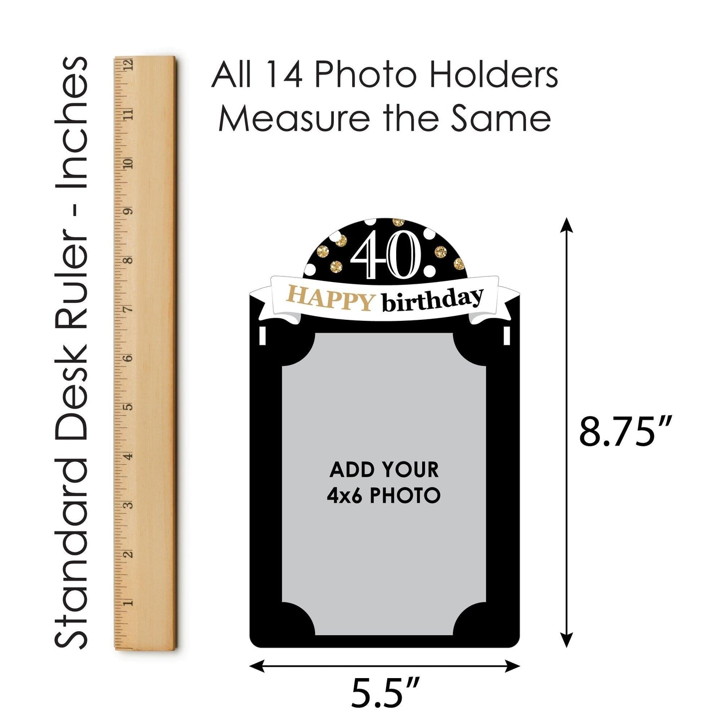 Adult 40th Birthday - Gold - DIY Birthday Party Decor - Picture Display - Photo Banner