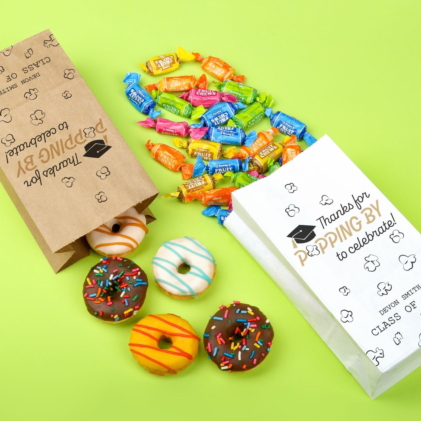 Custom Text Popcorn Bags - Black and Gold Grad
