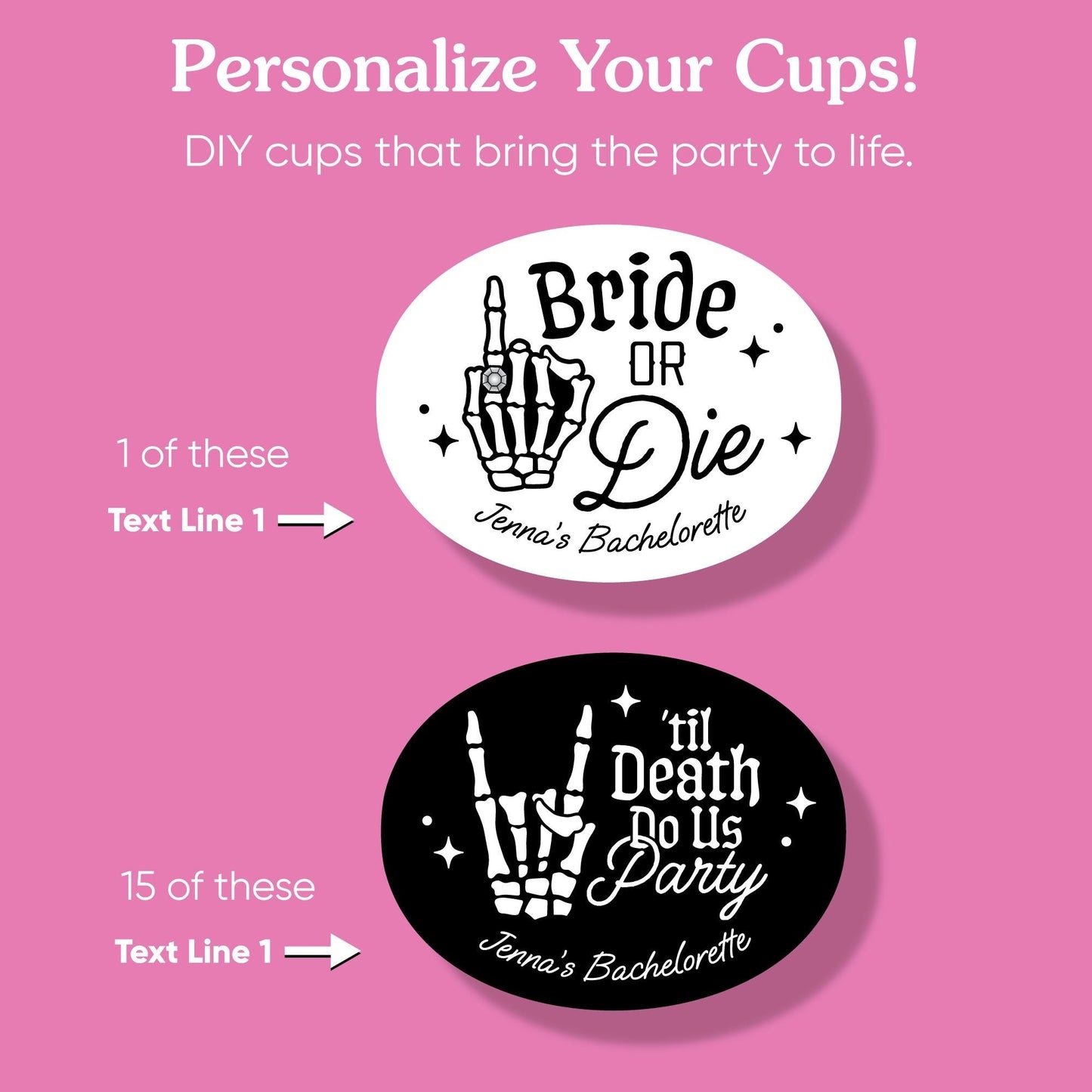 Custom Text Party Cups - Custom Til Death Do Us Party - 16 Ct