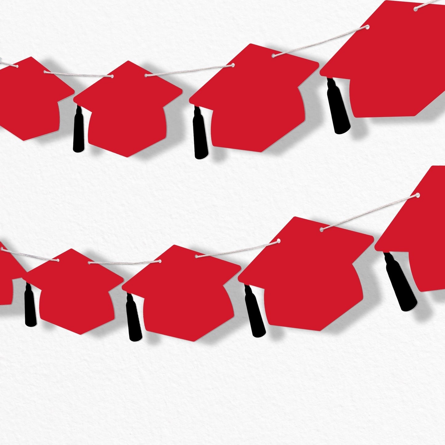 Red Grad Cap Garland Banner - 15 Pc