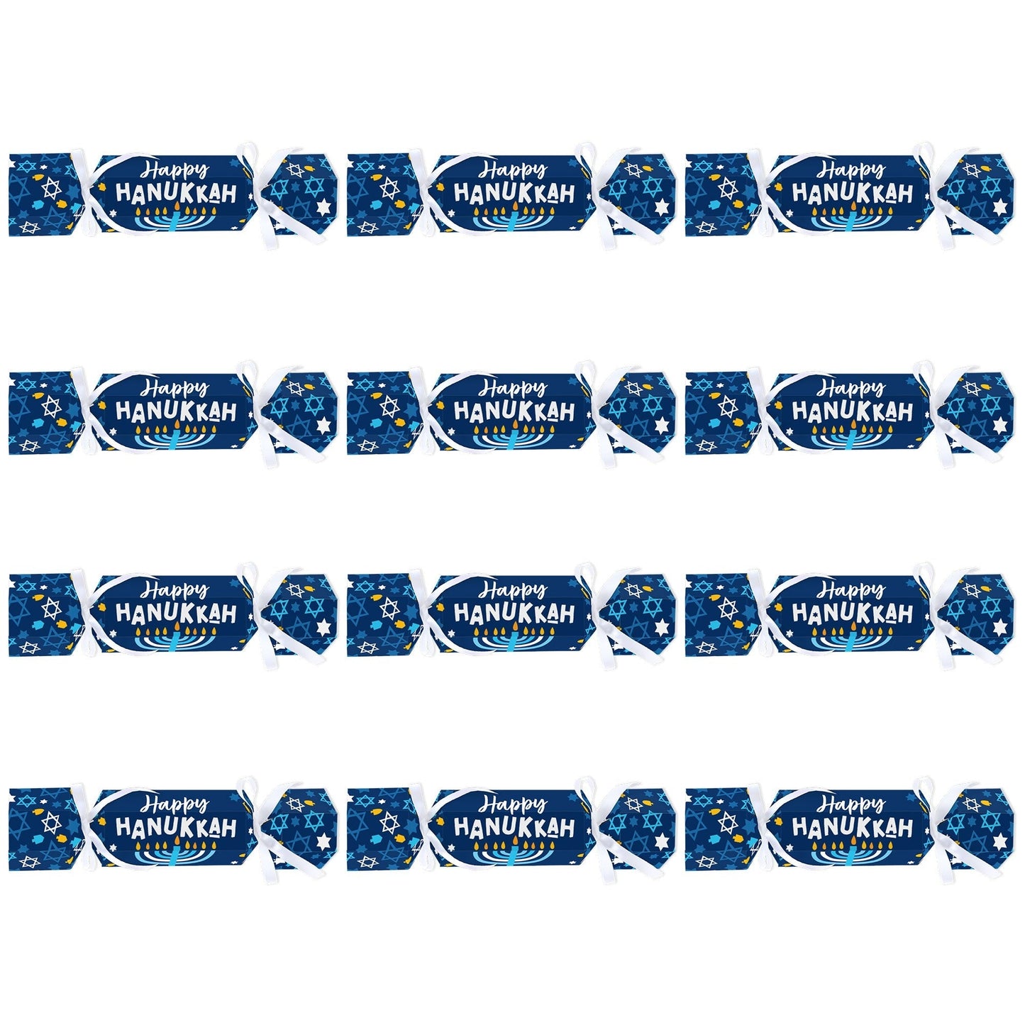 Hanukkah Menorah - No Snap Chanukah Holiday Party Table Favors - DIY Cracker Boxes - Set of 12
