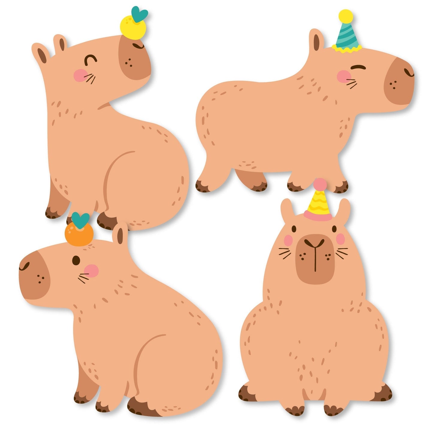 Capy Birthday - DIY Shaped Capybara Party Cut-Outs - 24 Count