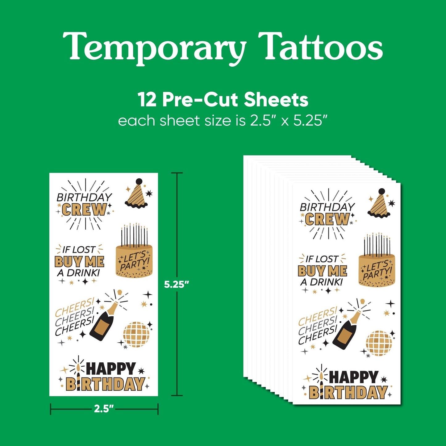 Happy Birthday Temporary Tattoos - 84 Ct