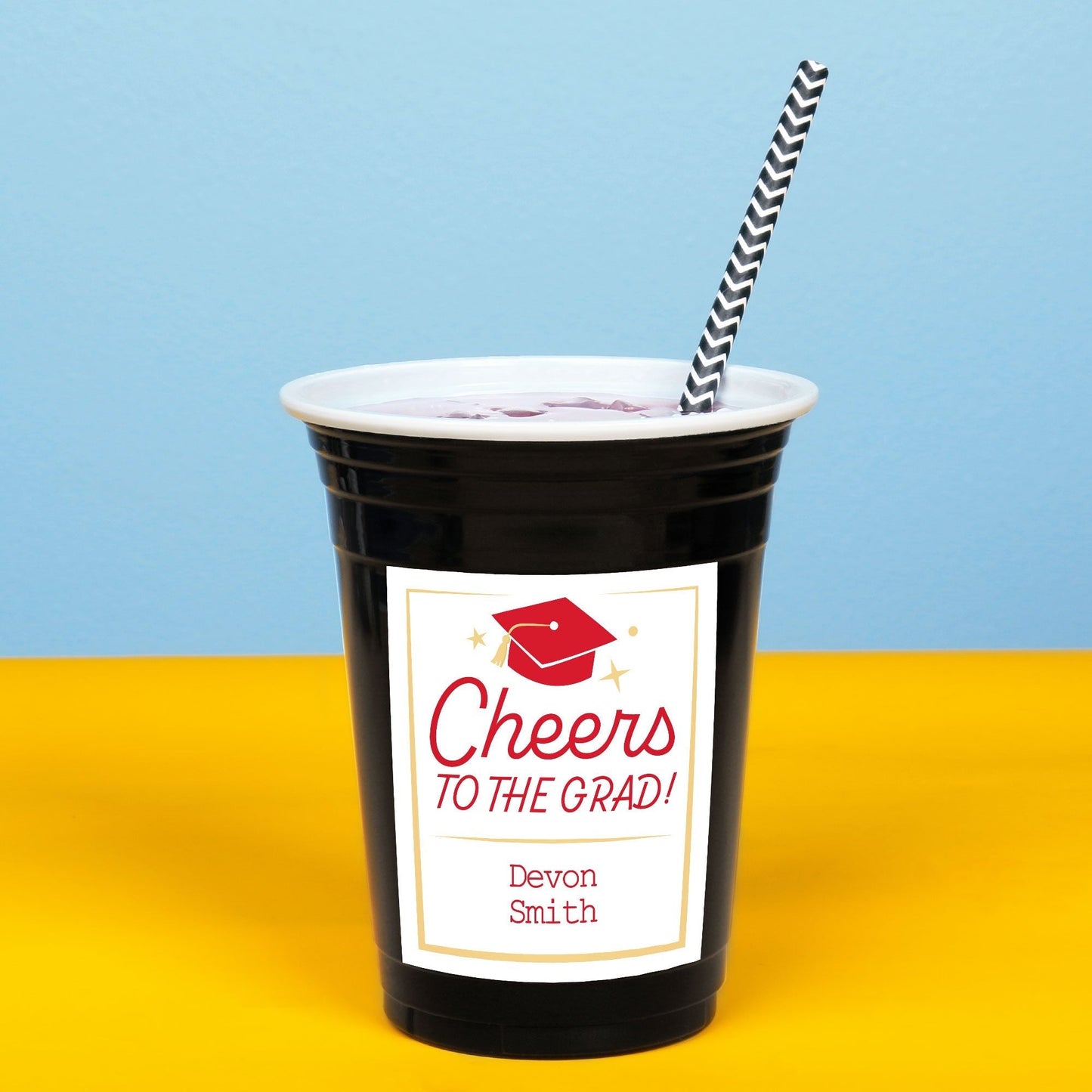 Custom Text Party Cups - Red Graduation - 16 Ct