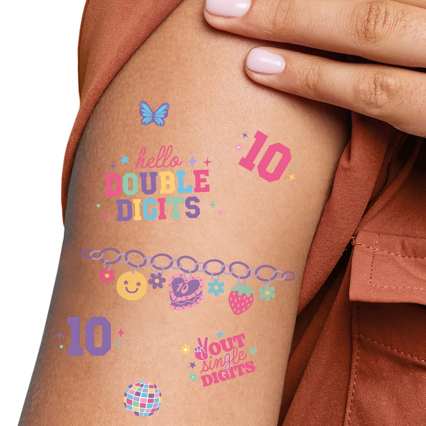Preppy 10th Birthday Girl Temporary Tattoos - 84 Ct