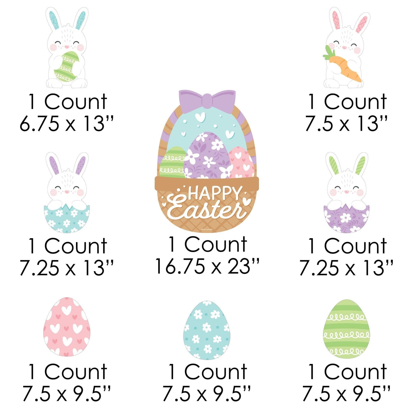 Spring Easter Bunny - Yard Sign and Outdoor Lawn Decorations - Happy Easter Party Yard Signs - Set of 8