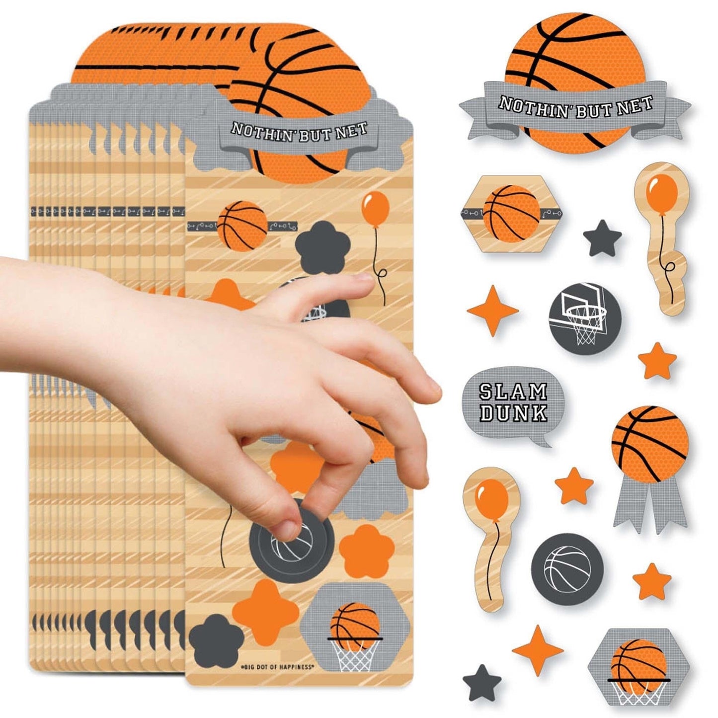 Nothin' But Net - Basketball - Birthday Party Favor Kids Stickers - 16 Sheets - 256 Stickers
