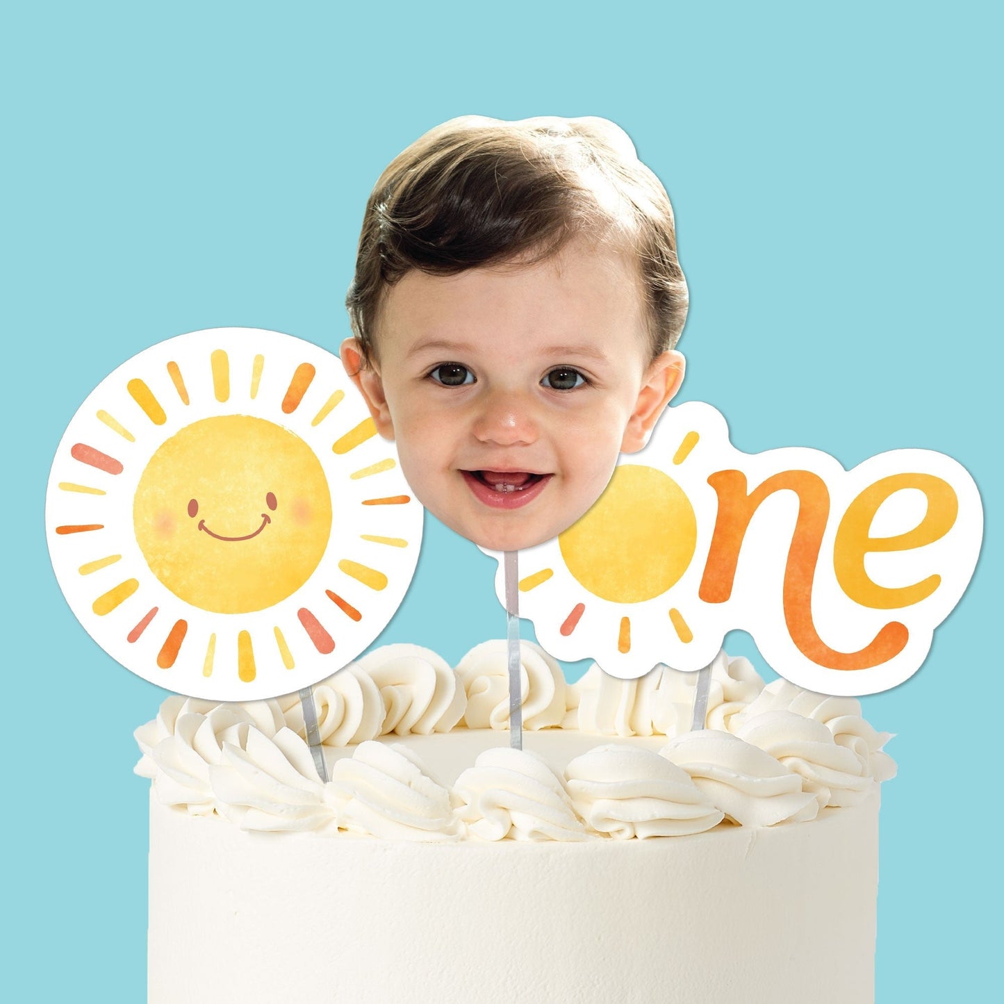 Custom Face First Trip Around the Sun Cake Topper - 3 Pc