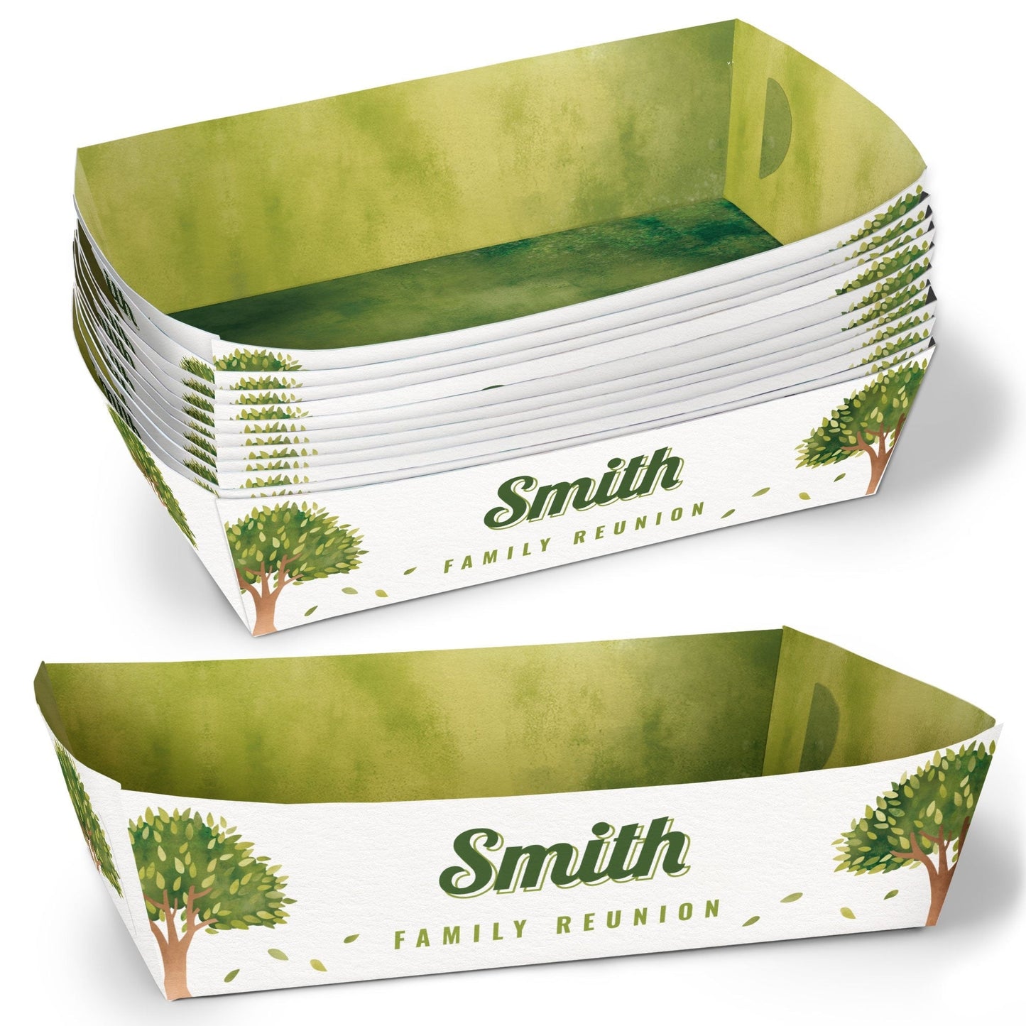 Custom Text Family Tree Reunion Paper Food Trays - 12 Ct