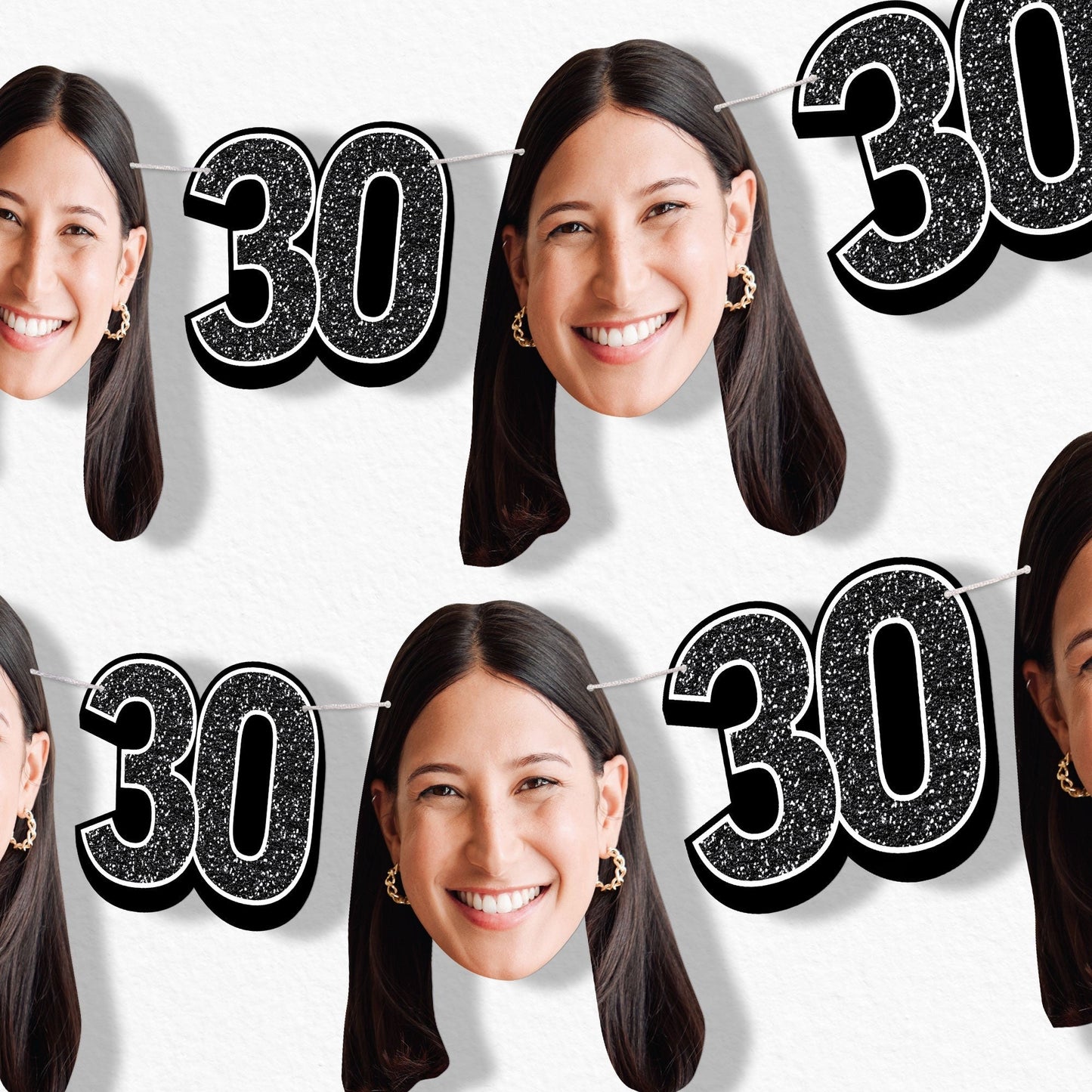 Custom Face 30th Birthday Garland Banner