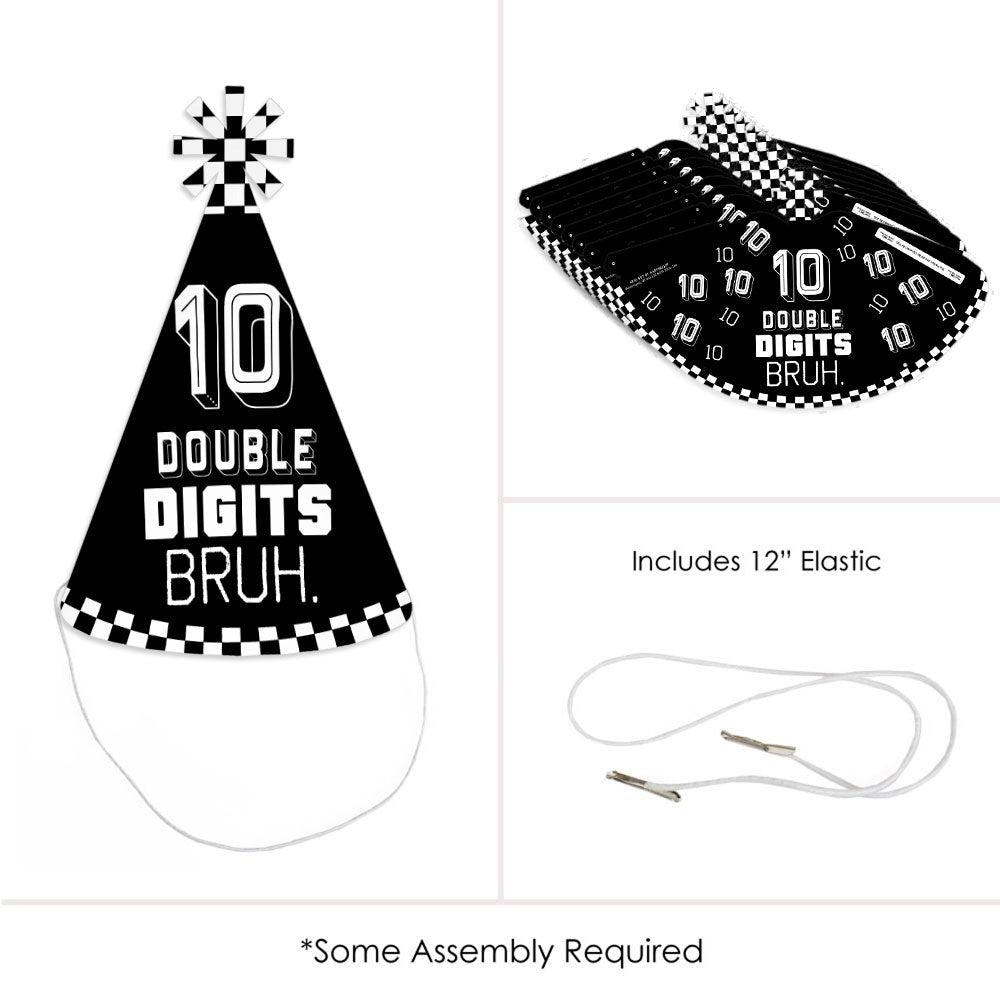 10th Birthday Bruh Cone Hat - 8 Ct