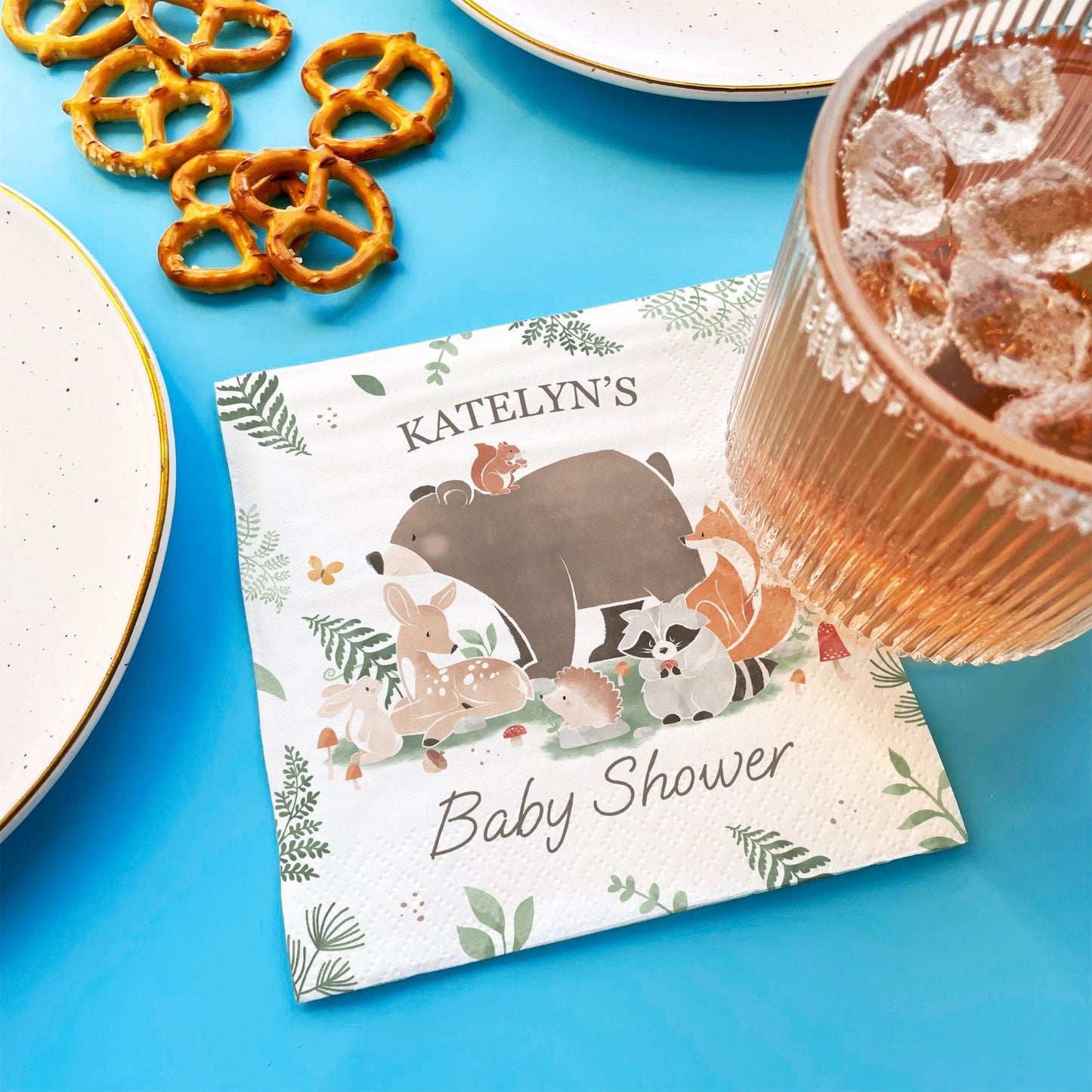 Custom Text Napkins - Woodland Animals