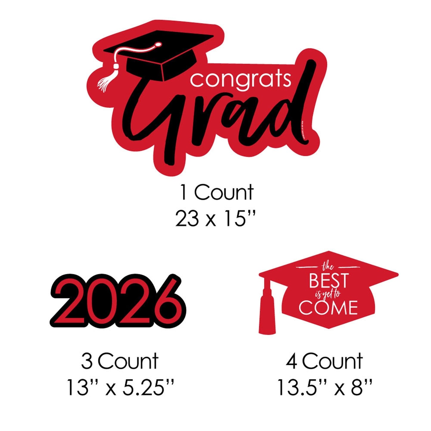 Red Grad - Best is Yet to Come - Yard Sign & Outdoor Lawn Decorations - 2026 Graduation Party Yard Signs - Set of 8