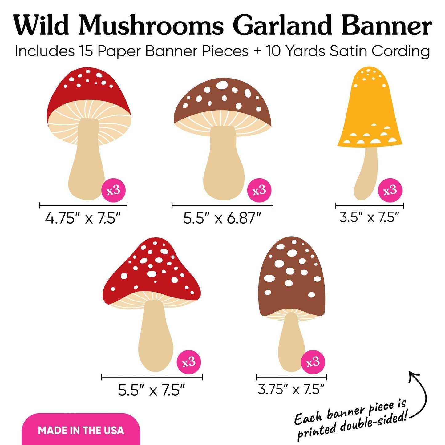 Wild Mushroom Garland Banner - 15 Pc