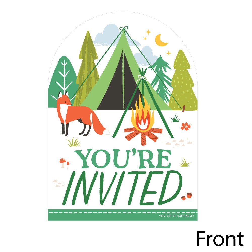 Camping Shaped Fill-In Invitations - 12 Ct