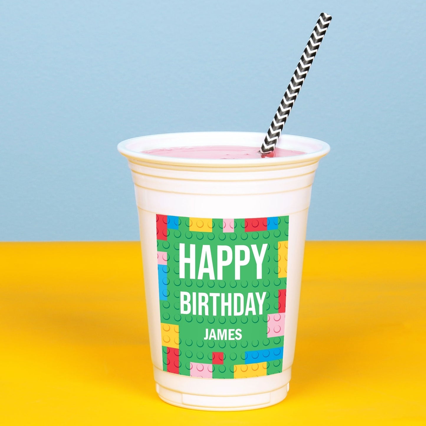 Custom Face Party Cups - Building Blocks - 16 Ct