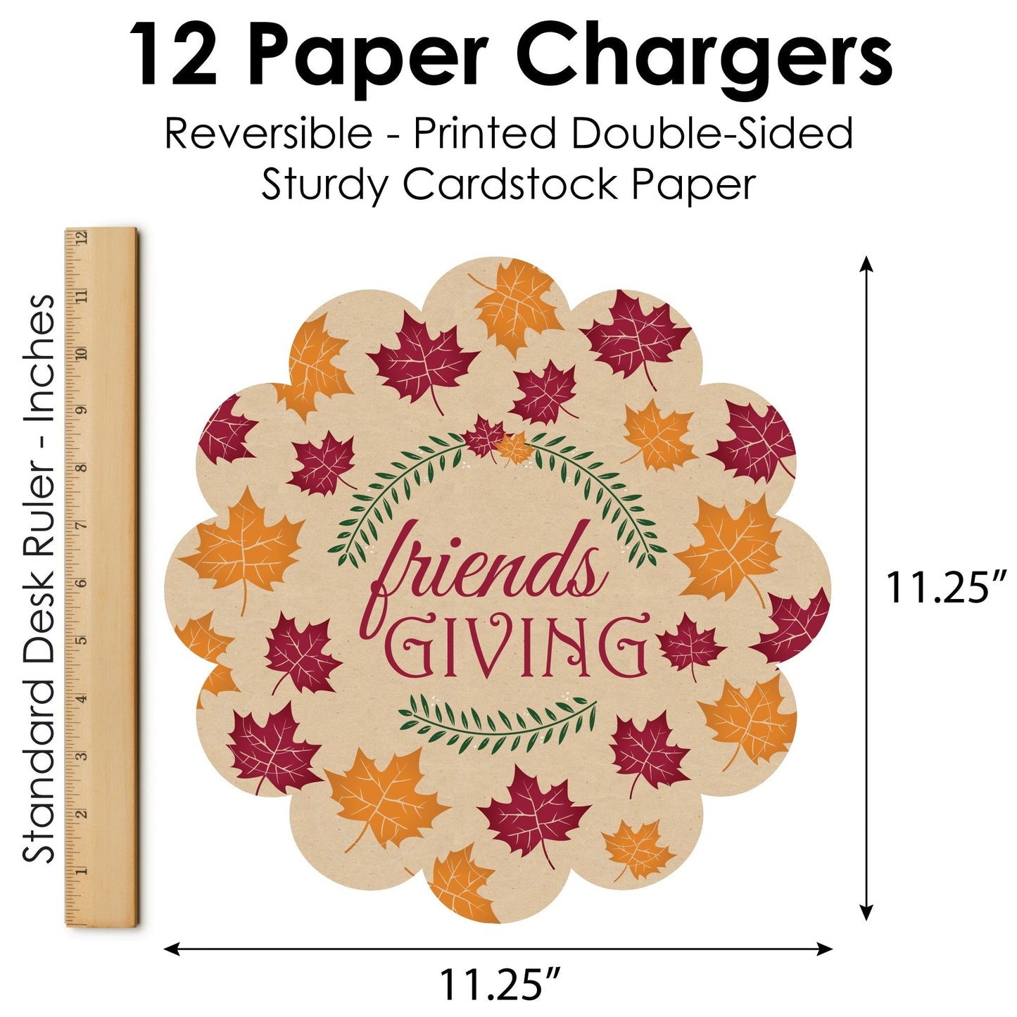 Friends Thanksgiving Feast - Friendsgiving Round Table Decorations - Paper Chargers - Place Setting For 12