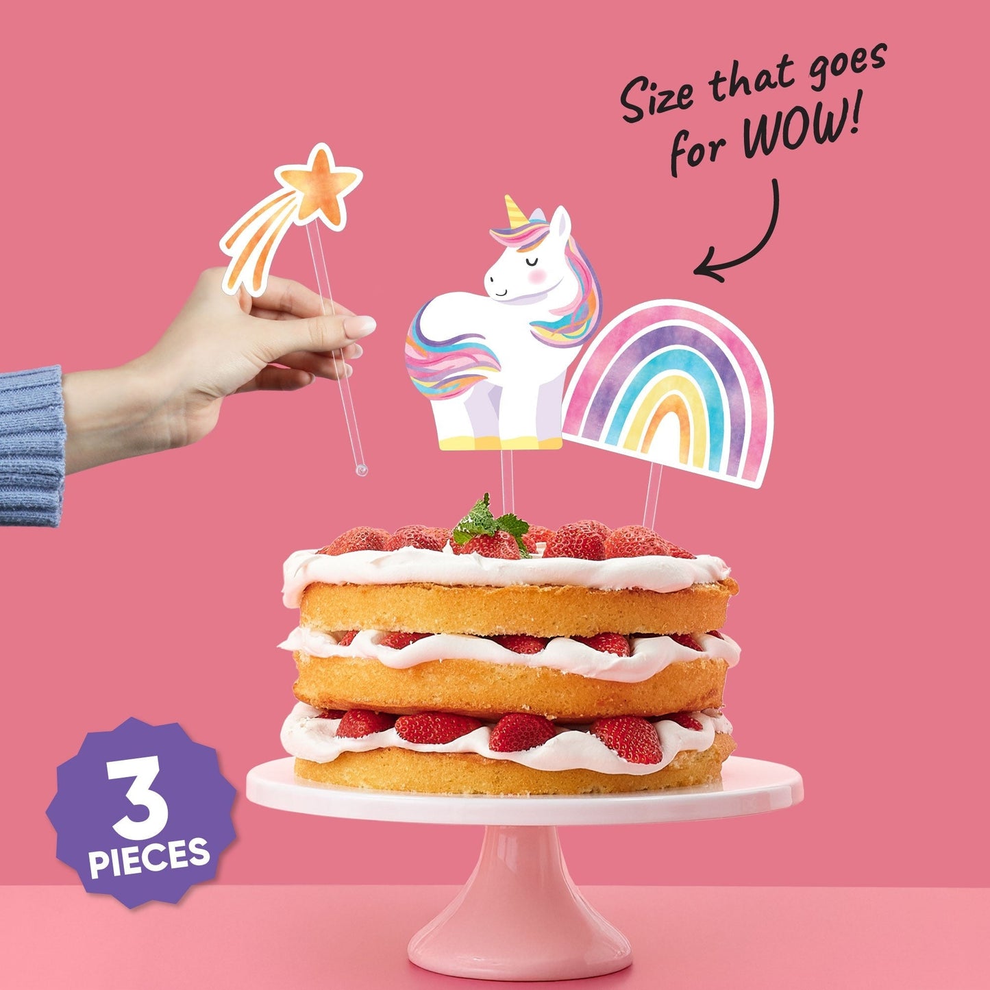 Unicorn Cake Topper - 3 Pc