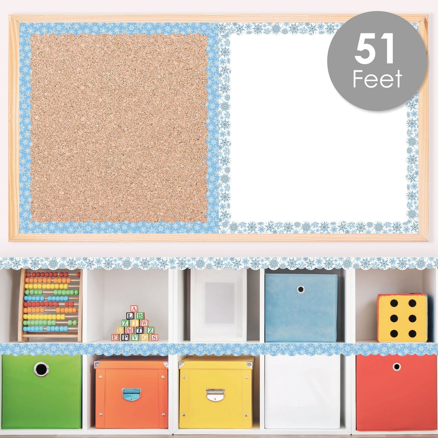 Winter Snowflakes - Scalloped Classroom Decor - Bulletin Board Borders - 51 Feet